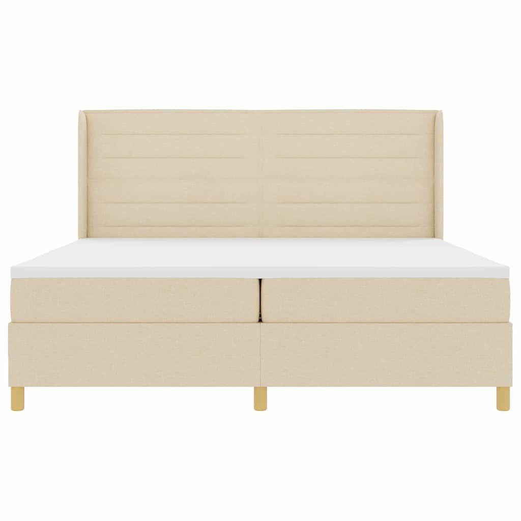 Box spring seng med madras med LED Creme 200 x 200 cm Stof