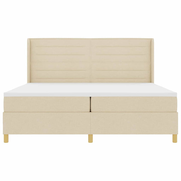 Box spring seng med madras med LED Creme 200 x 200 cm Stof