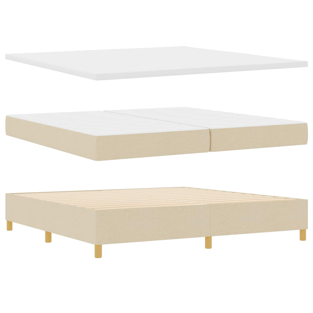 Box spring seng med madras med LED Creme 200 x 200 cm Stof