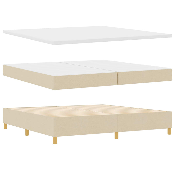 Box spring seng med madras med LED Creme 200 x 200 cm Stof