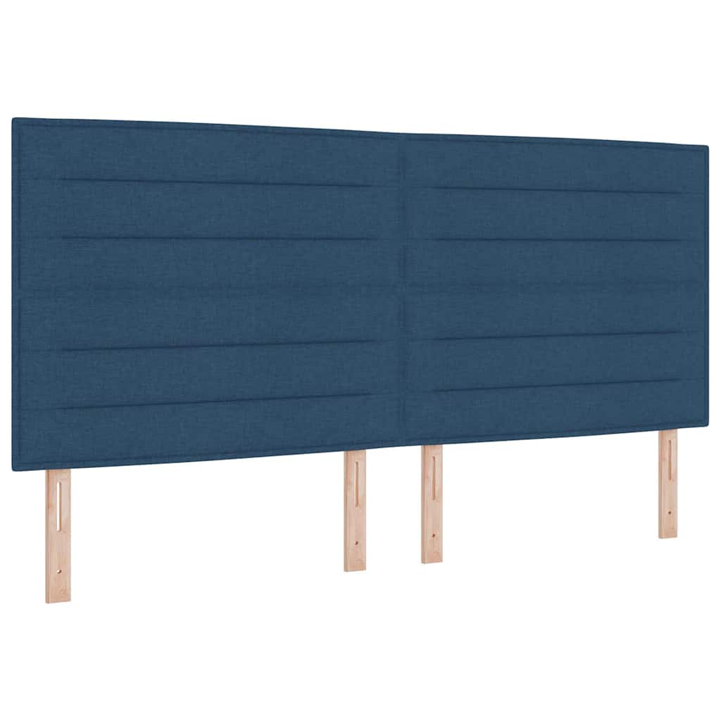 Box spring seng med LED-lysstrimler Blå 200 x 200 cm Stof