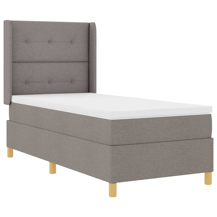 Box spring seng med LED-lysstrimler Gråbrun 80 x 200 cm Stof