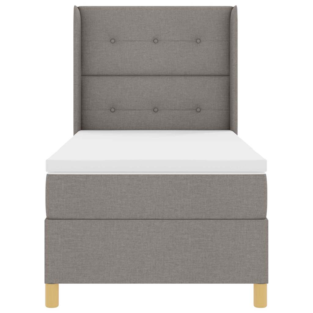 Box spring seng med LED-lysstrimler Gråbrun 90 x 190 cm Stof