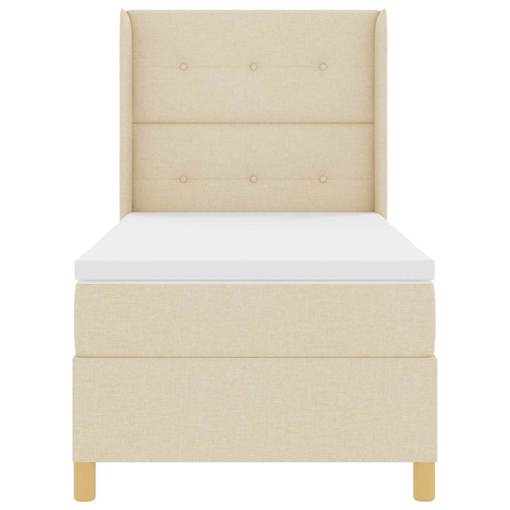 Box spring seng med LED-lysstrimler Creme 90 x 190 cm Stof