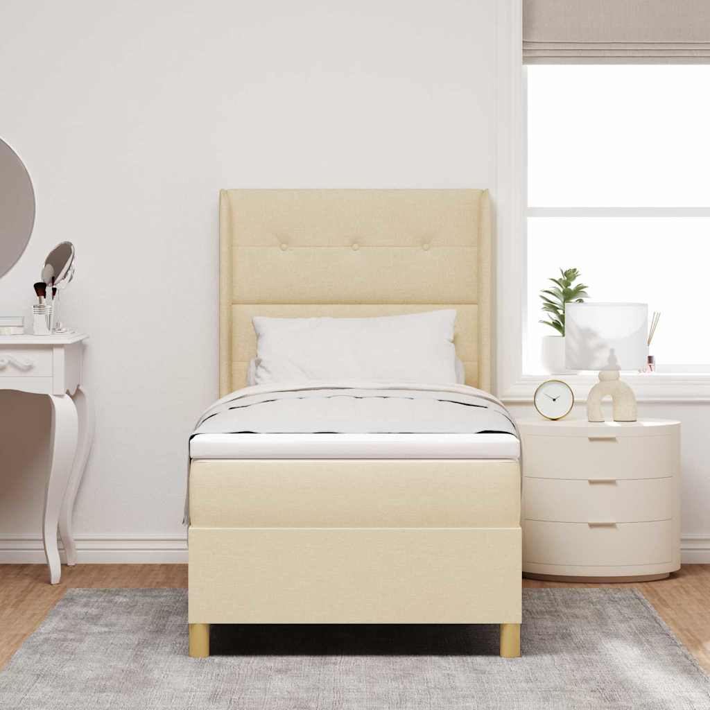 Box spring seng med LED-lysstrimler Creme 90 x 200 cm Stof