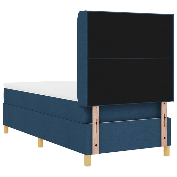 Box spring seng med LED-lysstrimler Blå 90 x 200 cm Stof