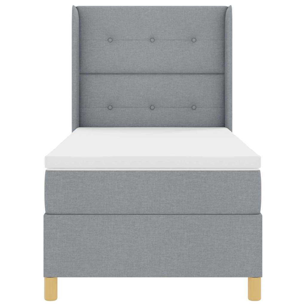 Box spring seng med LED-lysstrimler Lysegrå 100 x 200 cm Stof