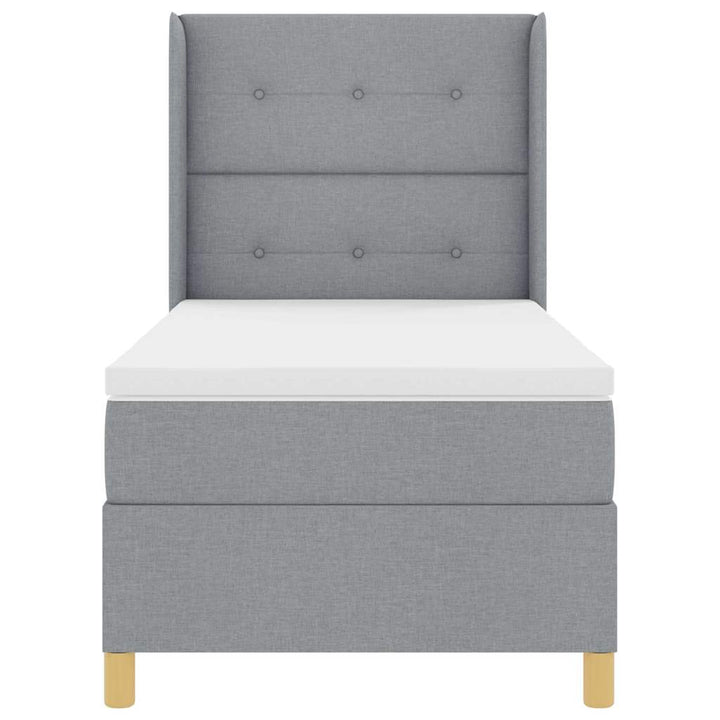 Box spring seng med LED-lysstrimler Lysegrå 100 x 200 cm Stof
