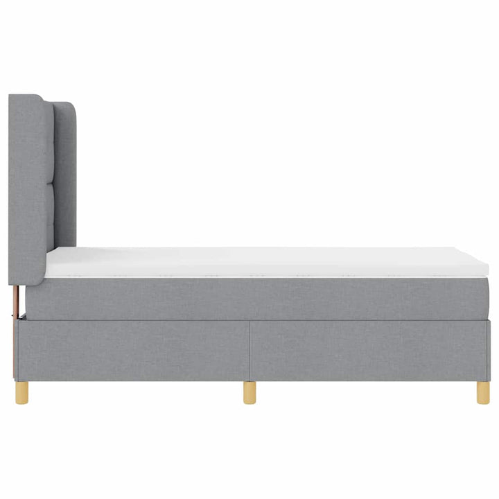 Box spring seng med LED-lysstrimler Lysegrå 100 x 200 cm Stof