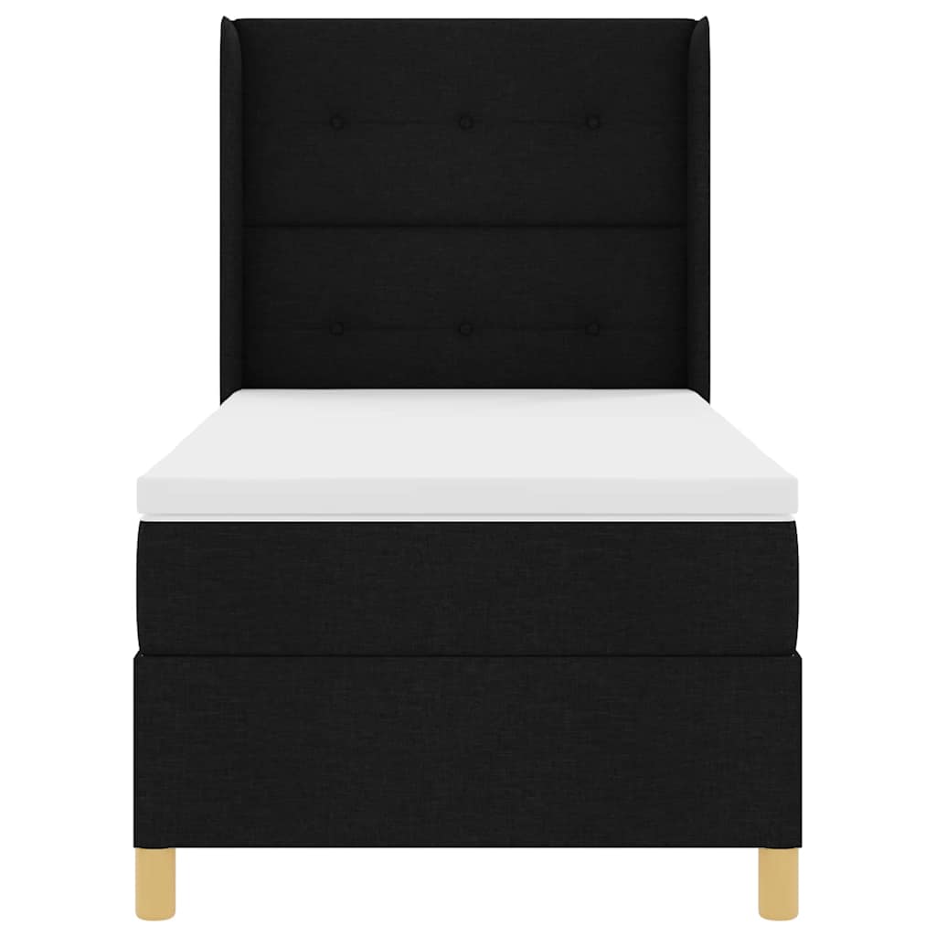 Box spring seng med LED-lysstrimler Sort 100 x 200 cm Stof