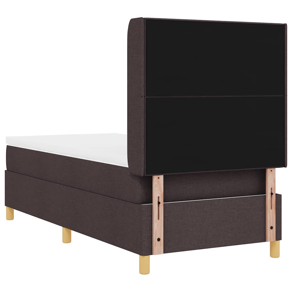 Box spring seng med LED-lysstrimler Brun 100 x 200 cm Stof