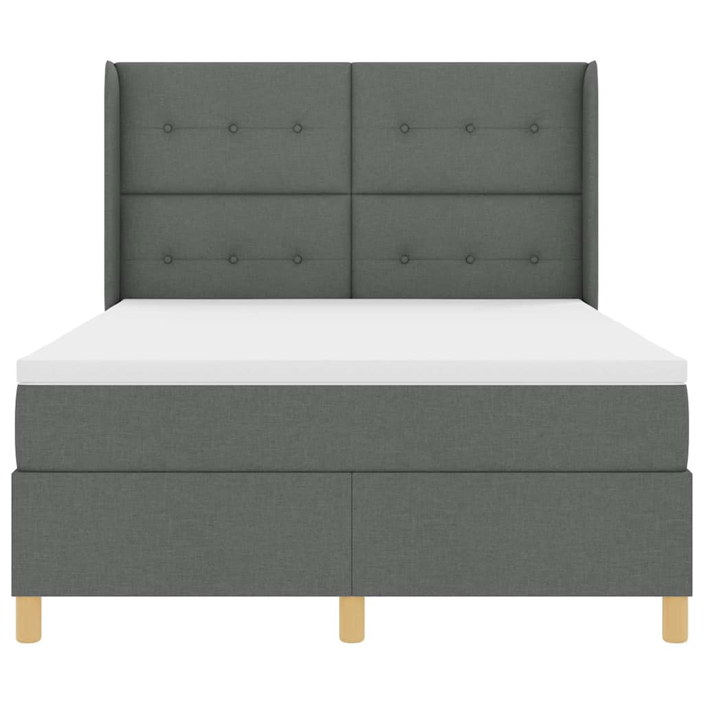 Box spring seng med LED-lysstrimler Grå 140 x 190 cm Stof
