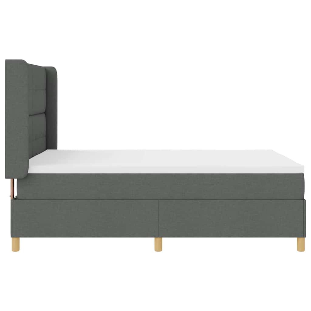 Box spring seng med LED-lysstrimler Grå 140 x 190 cm Stof