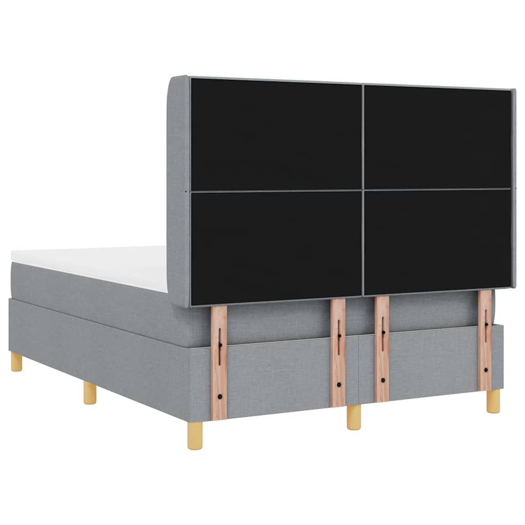 Box spring seng med LED-lysstrimler Lysegrå 140 x 200 cm Stof