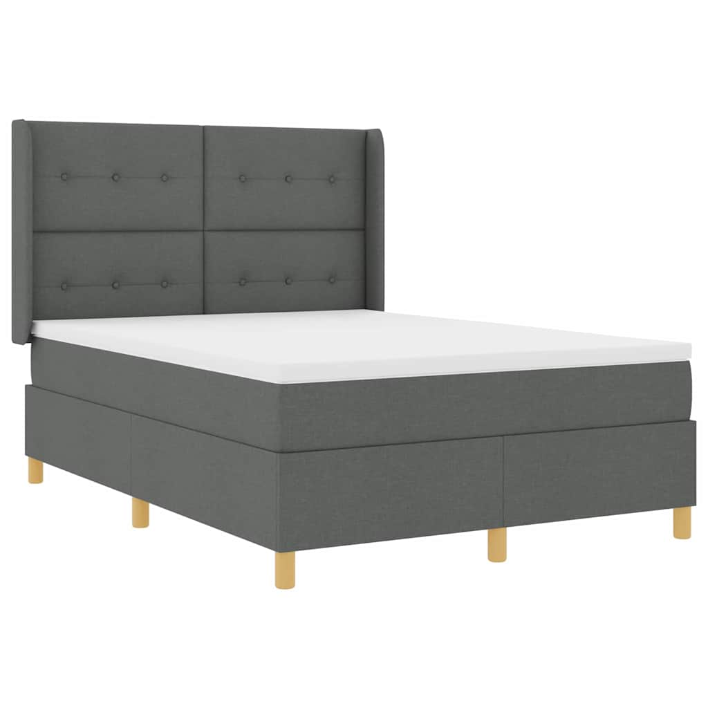 Box spring seng med LED-lysstrimler Grå 140 x 200 cm Stof