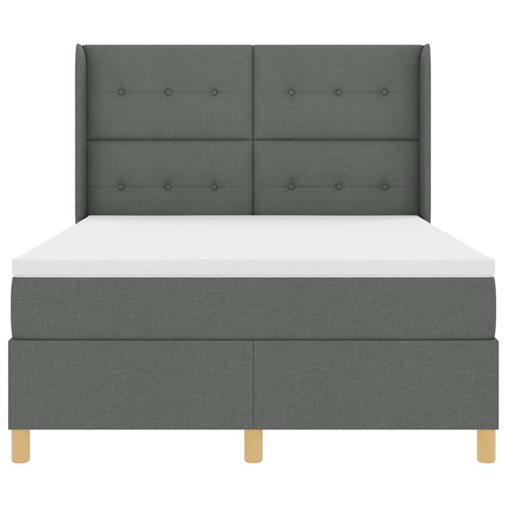 Box spring seng med LED-lysstrimler Grå 140 x 200 cm Stof