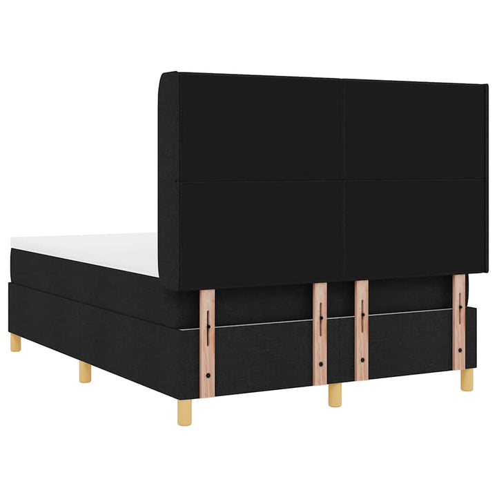Box spring seng med LED-lysstrimler Sort 140 x 200 cm Stof