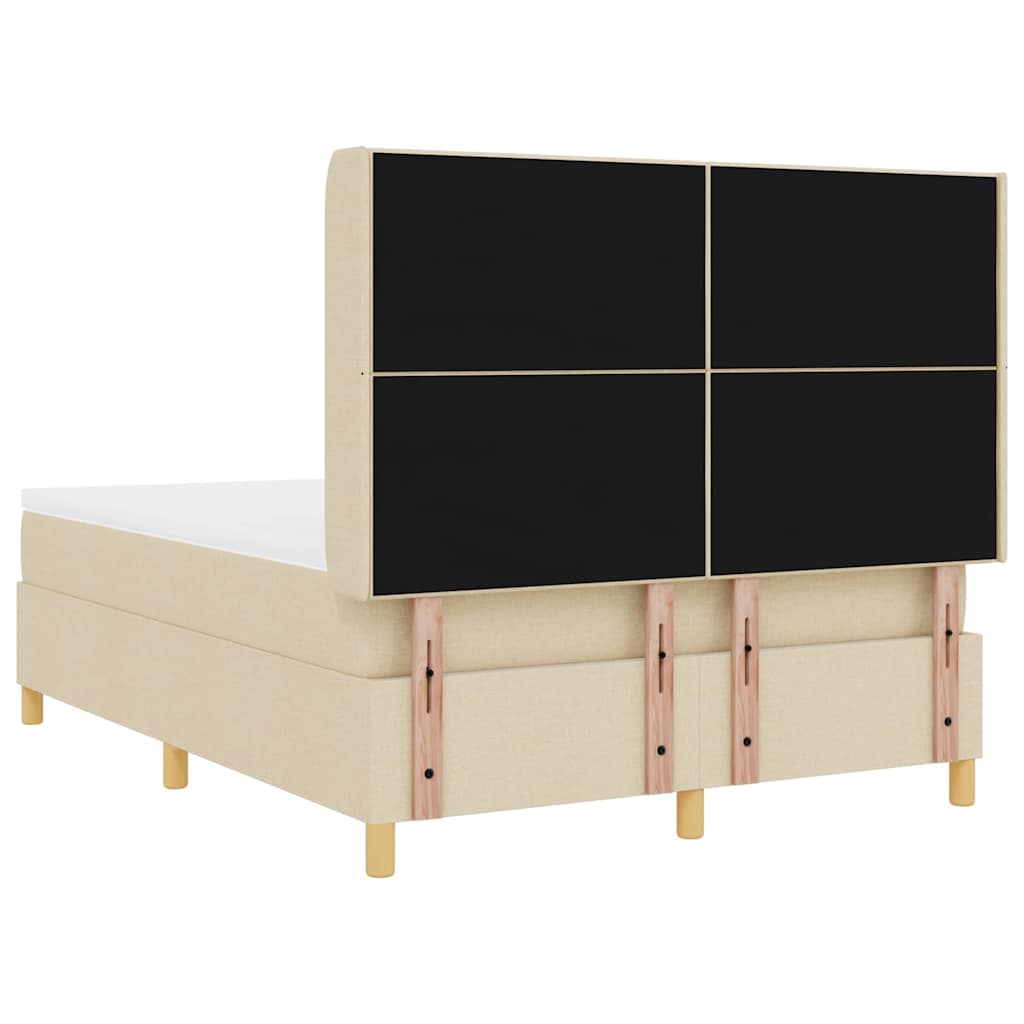 Box spring seng med pude med hovedgærde Creme 140 x 200 cm Stof