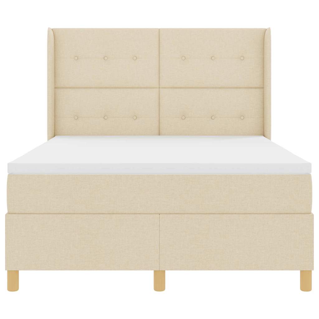 Box spring seng med pude med hovedgærde Creme 140 x 200 cm Stof
