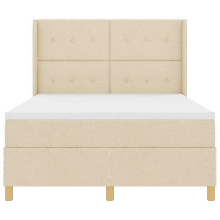 Box spring seng med pude med hovedgærde Creme 140 x 200 cm Stof