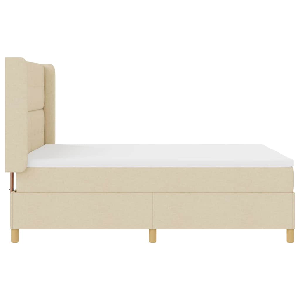 Box spring seng med pude med hovedgærde Creme 140 x 200 cm Stof