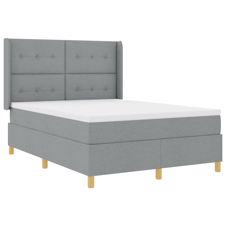 Box spring seng med LED-lysstrimler Lysegrå 160 x 200 cm Stof