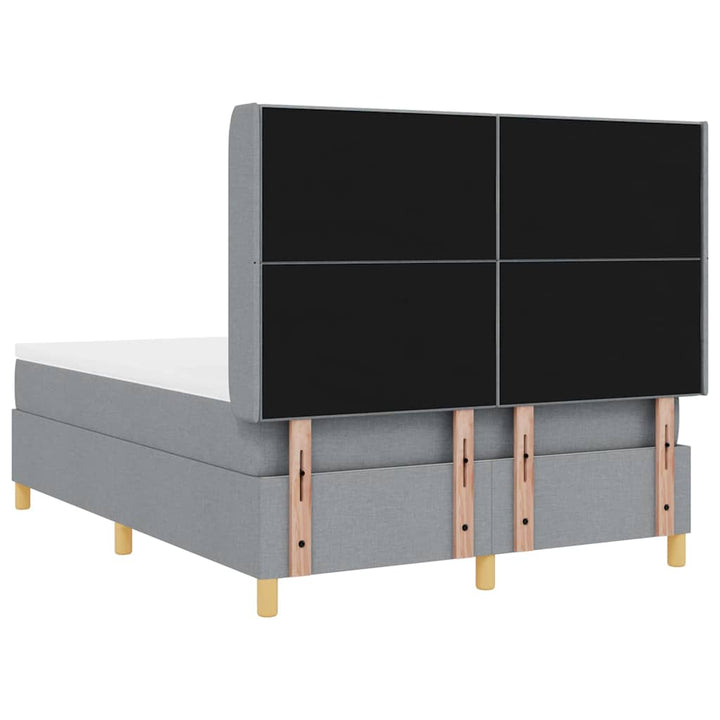 Box spring seng med LED-lysstrimler Lysegrå 160 x 200 cm Stof