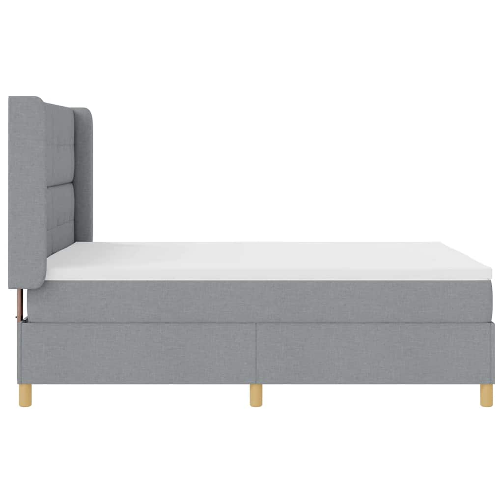 Box spring seng med LED-lysstrimler Lysegrå 160 x 200 cm Stof