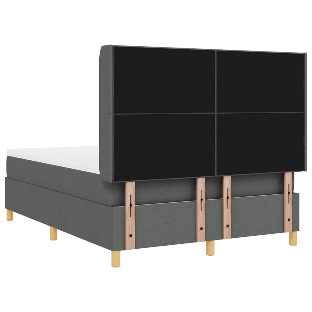 Box spring seng med LED-lysstrimler Grå 160 x 200 cm Stof