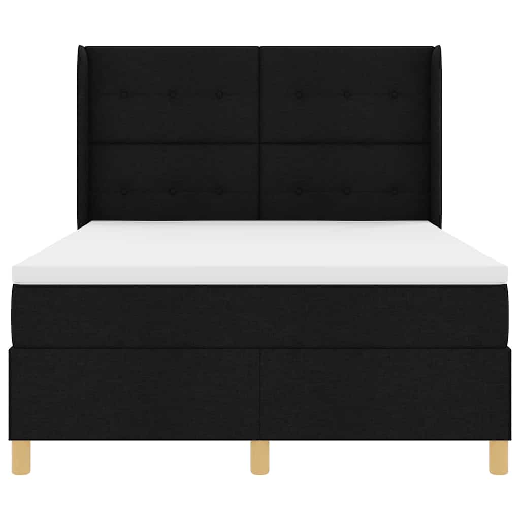 Box spring seng med LED-lysstrimler Sort 160 x 200 cm Stof