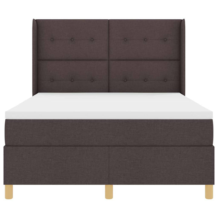 Box spring seng med LED-lysstrimler Brun 160 x 200 cm Stof
