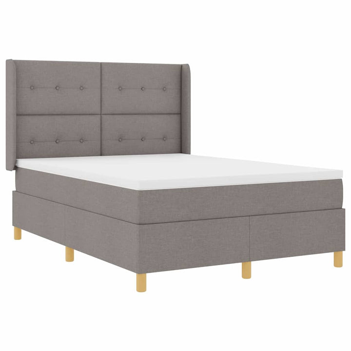 Box spring seng med LED-lysstrimler Gråbrun 160 x 200 cm Stof