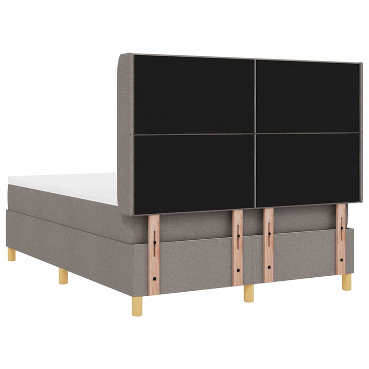 Box spring seng med LED-lysstrimler Gråbrun 160 x 200 cm Stof