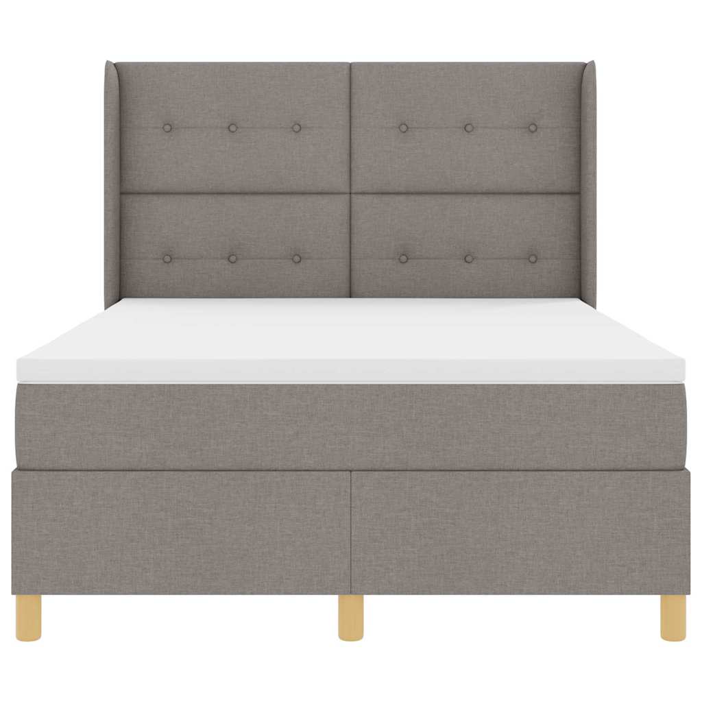 Box spring seng med LED-lysstrimler Gråbrun 160 x 200 cm Stof