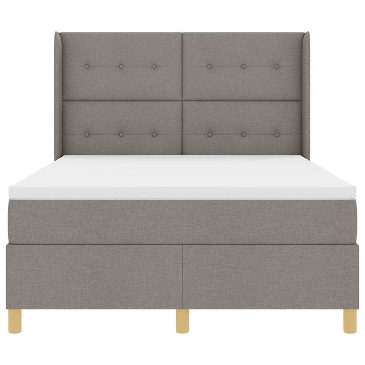 Box spring seng med LED-lysstrimler Gråbrun 160 x 200 cm Stof