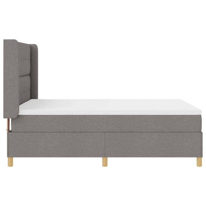 Box spring seng med LED-lysstrimler Gråbrun 160 x 200 cm Stof