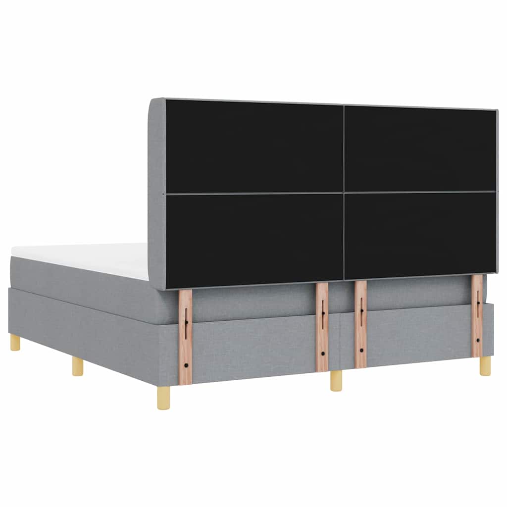 Box spring seng med LED-lysstrimler Lysegrå 180 x 200 cm Stof