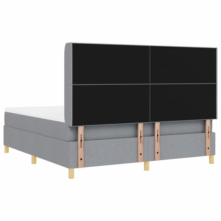 Box spring seng med LED-lysstrimler Lysegrå 180 x 200 cm Stof
