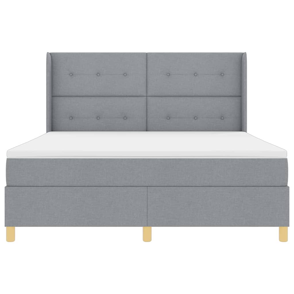 Box spring seng med LED-lysstrimler Lysegrå 180 x 200 cm Stof