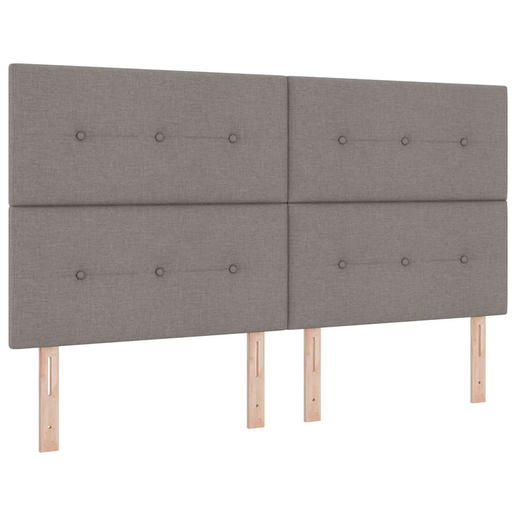 Box spring seng med LED-lysstrimler Gråbrun 180 x 200 cm Stof