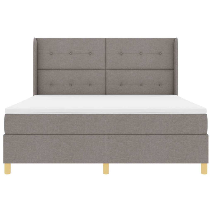 Box spring seng med LED-lysstrimler Gråbrun 180 x 200 cm Stof
