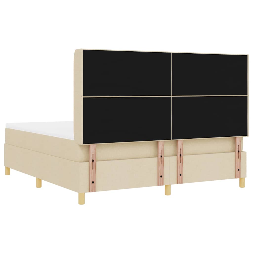 Box spring seng med LED-lysstrimler Creme 180 x 200 cm Stof