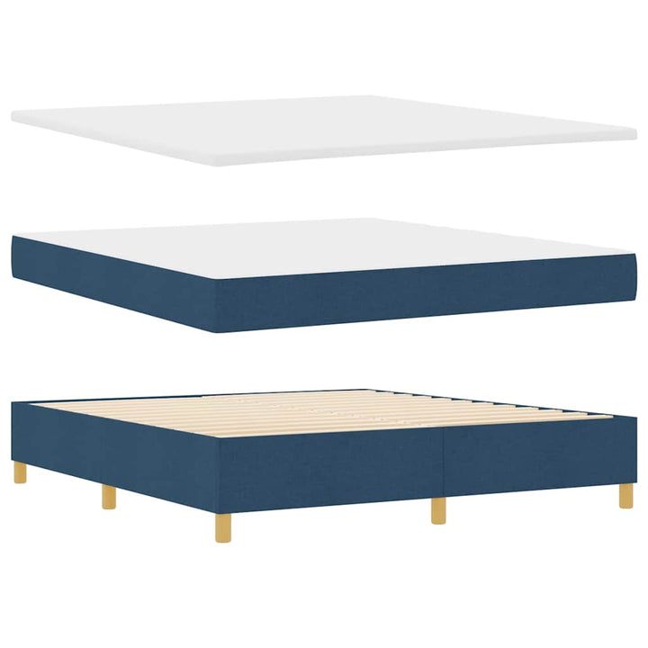 Box spring seng med LED-lysstrimler Blå 180 x 200 cm Stof