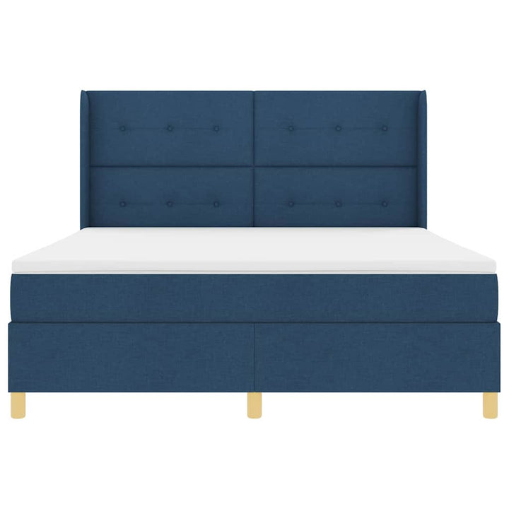 Box spring seng med LED-lysstrimler Blå 180 x 200 cm Stof