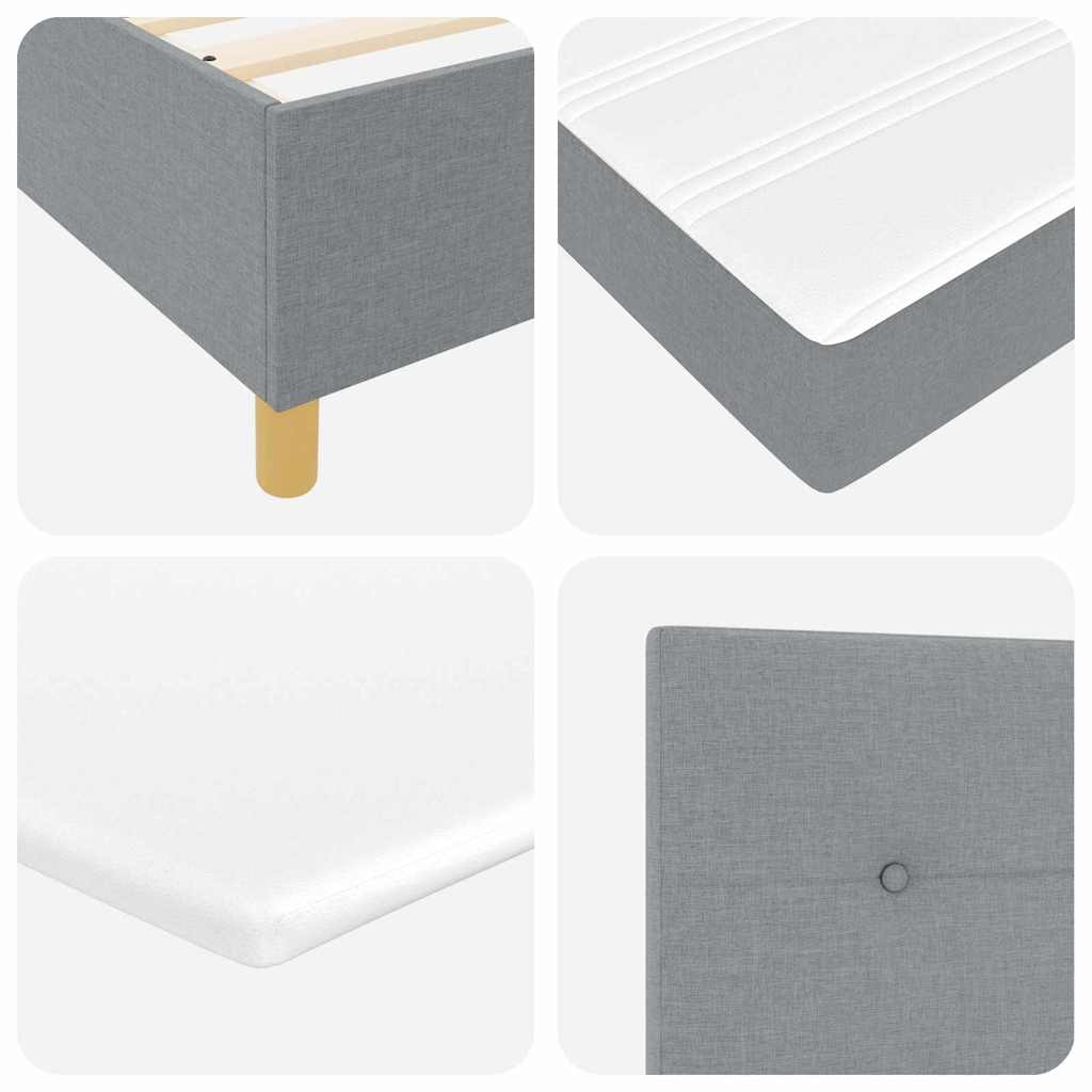 Box spring seng med LED-lysstrimler Lysegrå 200 x 200 cm Stof