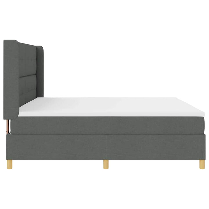 Box spring seng med LED-lysstrimler Grå 200 x 200 cm Stof
