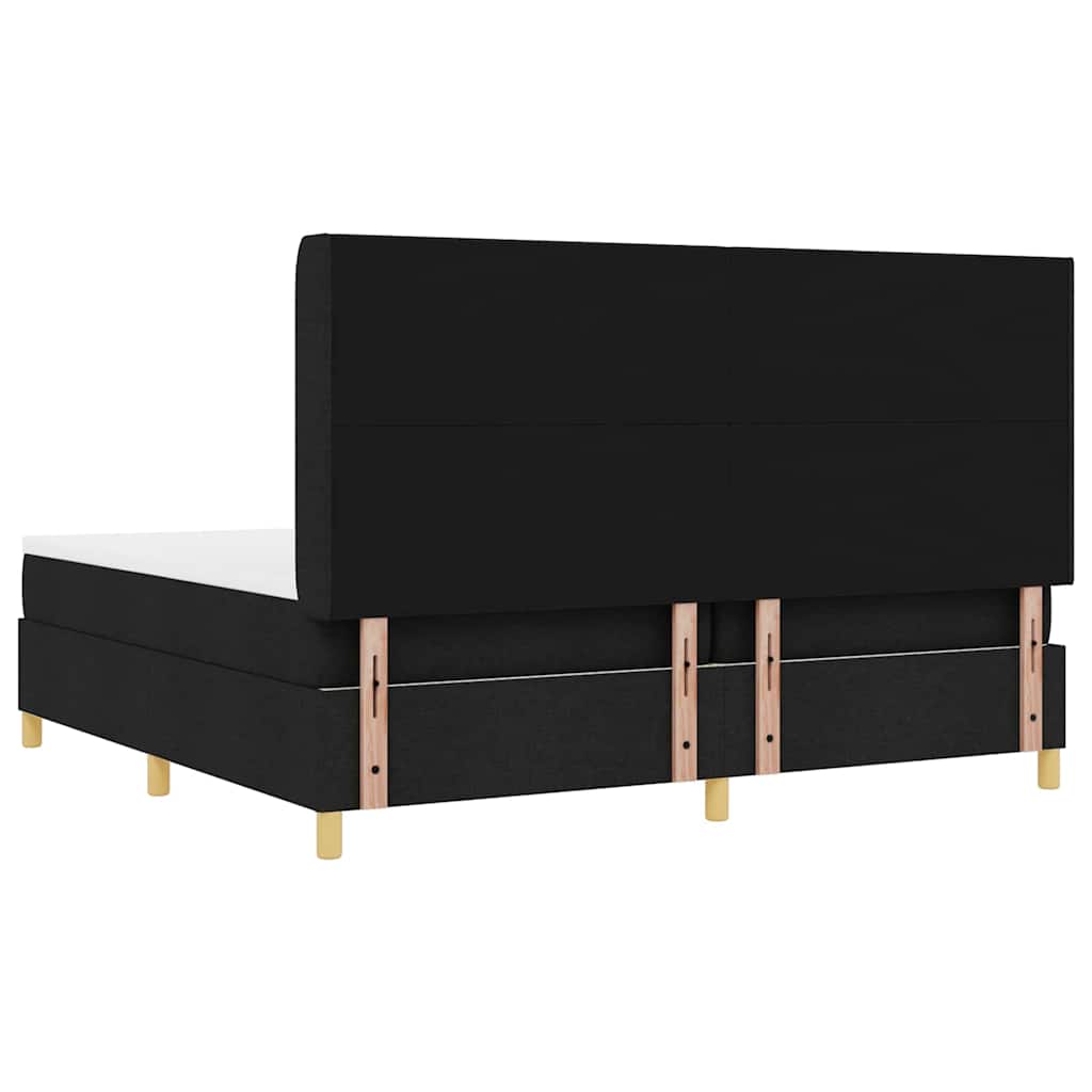 Box spring seng med LED-lysstrimler Sort 200 x 200 cm Stof