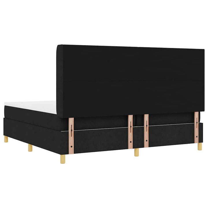 Box spring seng med LED-lysstrimler Sort 200 x 200 cm Stof