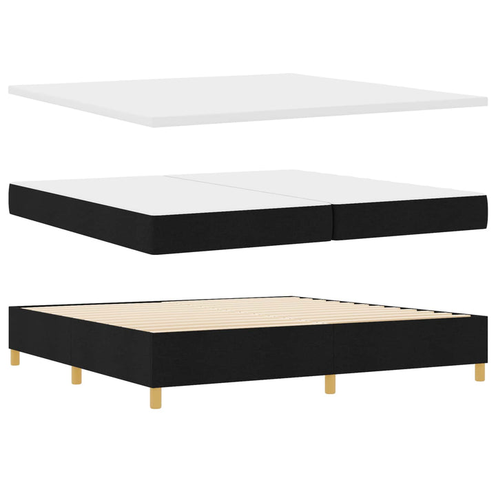 Box spring seng med LED-lysstrimler Sort 200 x 200 cm Stof