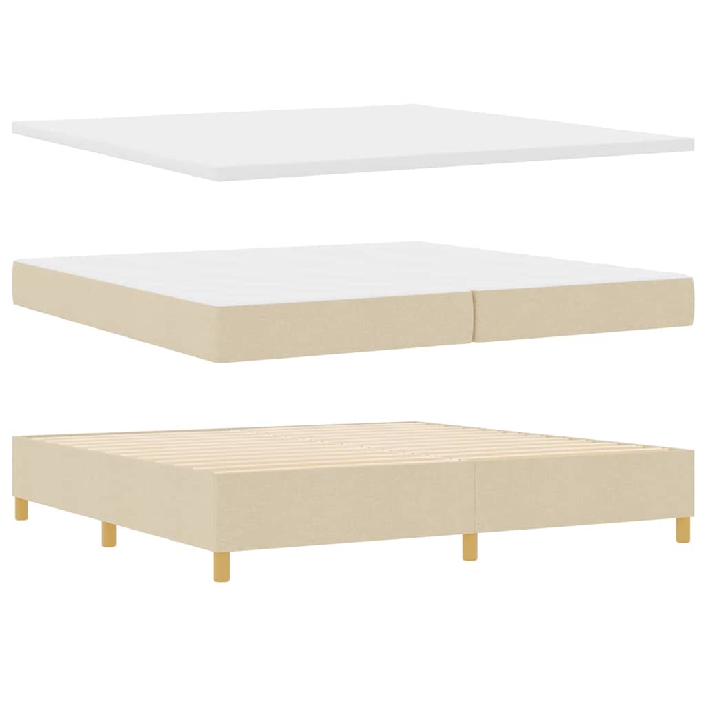 Box spring seng med LED-lysstrimler Creme 200 x 200 cm Stof
